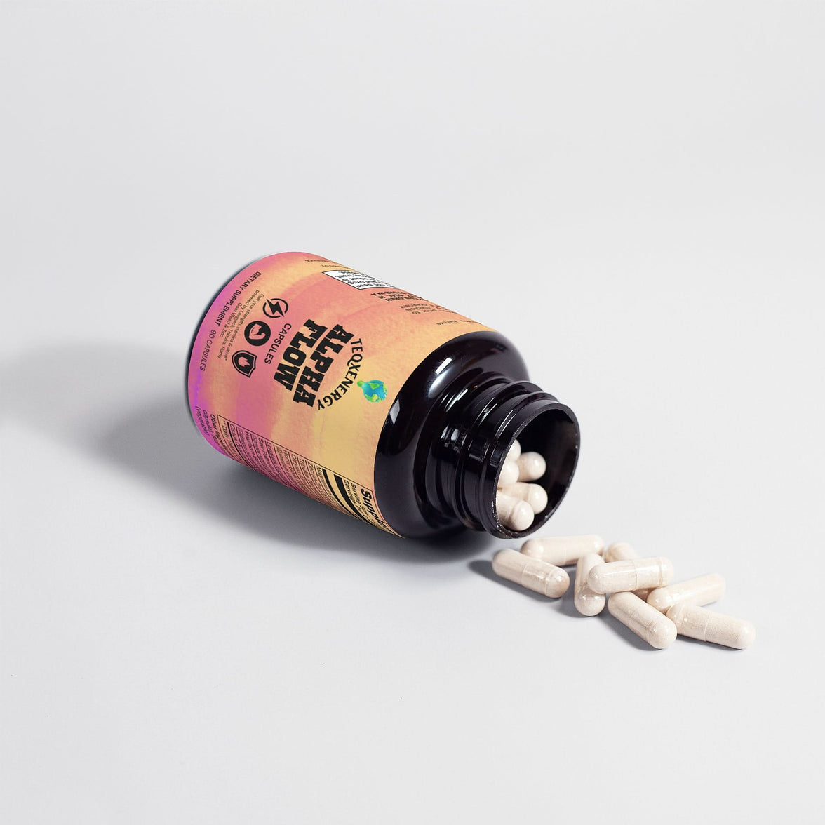 TeqenX Alpha Flow supports men's vitality with a blend of herbs and minerals for energy, muscle growth, and heart health. Take 3 vegetarian capsules before bedtime for optimal results. Each bottle contains 90 capsules, providing a 30-day supply for health-conscious men seeking natural wellness support.