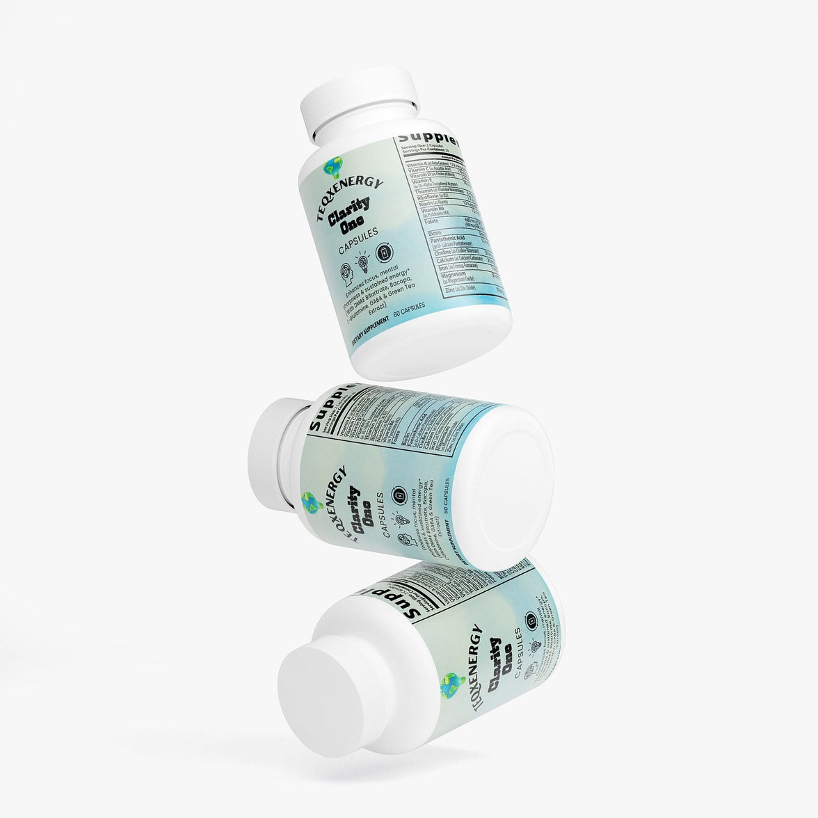 TeqenX ClarityOne Brain & Focus features a powerful blend of DMAE, GABA, and botanicals like Bacopa and Green Tea Extract. This formula enhances focus, memory, and mental clarity while providing sustained energy without jitters. Ideal for students and professionals, simply take 2 vegetable capsules daily for optimal cognitive support. Elevate your focus and unlock your potential today!