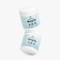 TeqenX ChargeUp Melon Creamsicle energy powder in a light blue container, offering balanced energy with natural caffeine and L-theanine.