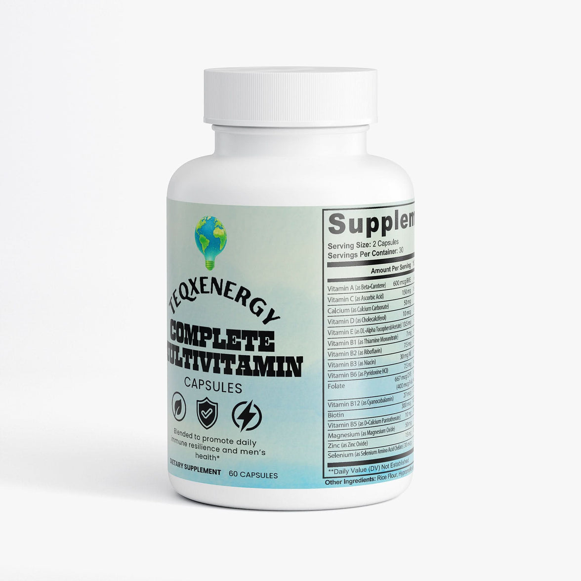 TeqenX Complete Multivitamin offers essential vitamins, minerals, and antioxidants for daily wellness. With over 20 premium ingredients, it supports energy, immune health, eye health, and prostate wellness. Elevate your health with this comprehensive formula today.