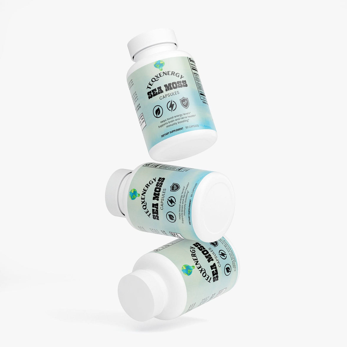 TeqenX Sea Moss combines organic Irish Moss, Bladderwrack, and Burdock Root for immune and thyroid support. Enhanced with BioPerine® for optimal absorption, this superfood blend promotes a healthy inflammatory response and detoxification. Take 2 capsules daily to elevate your wellness routine with premium ingredients designed for your well-being. Trust in TeqenX for a healthier you.