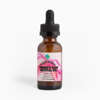 TeqenX Women's Hair Revival Oil in a brown glass bottle with dropper, promoting hair growth and scalp health.