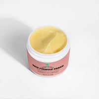 TeqenX Skin Firming Cream in a round container with a pink label, showcasing its creamy texture.
