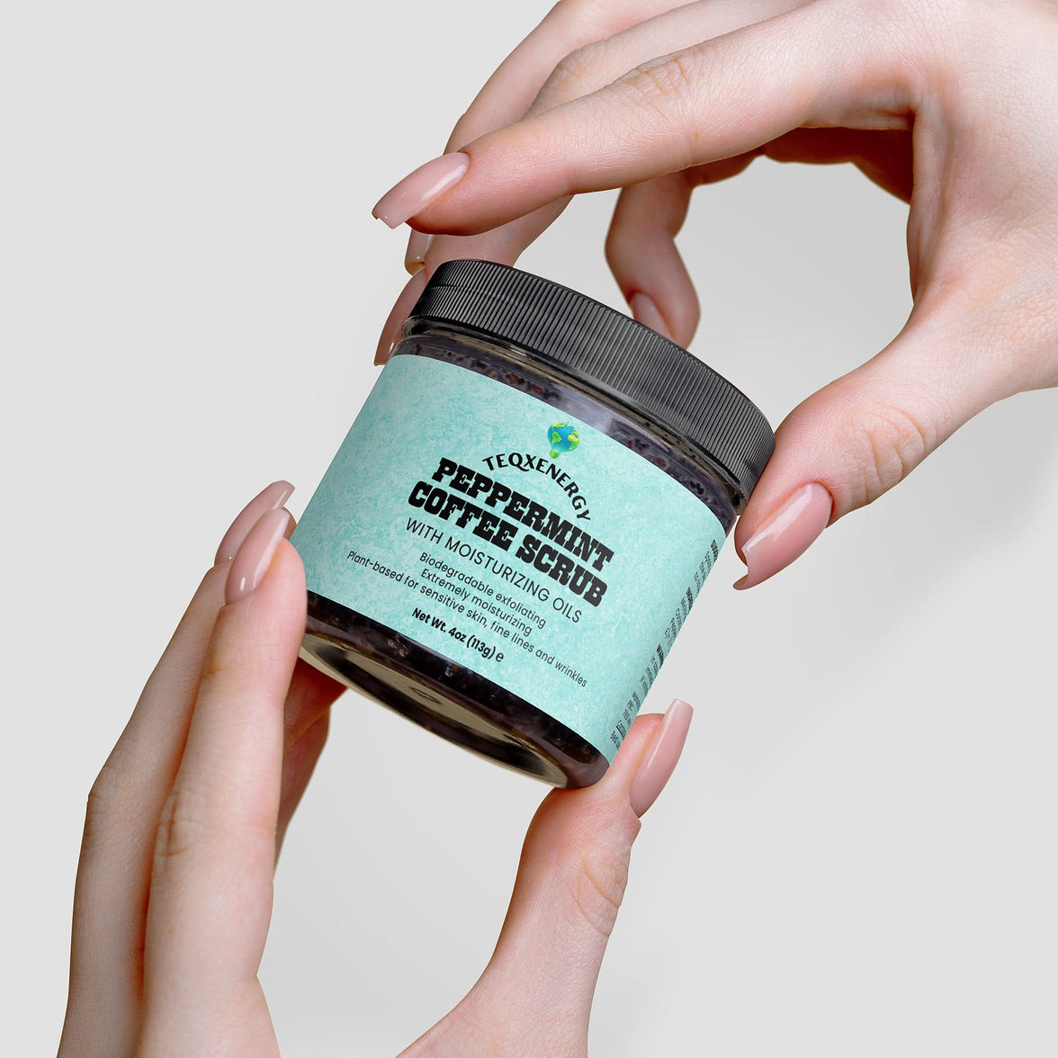 Revitalize your skin with TeqenX Peppermint Coffee Scrub. This 4oz body polish features triple-action exfoliation from micro-roasted coffee, organic sugar, and sea salt, combined with hydrating oils for a smoother, brighter complexion. Enjoy benefits like anti-aging properties, deep hydration, and skin tightening. Perfect for all skin types, this eco-conscious scrub is ideal for pre-tan prep. Use 2-3 times weekly for best results.