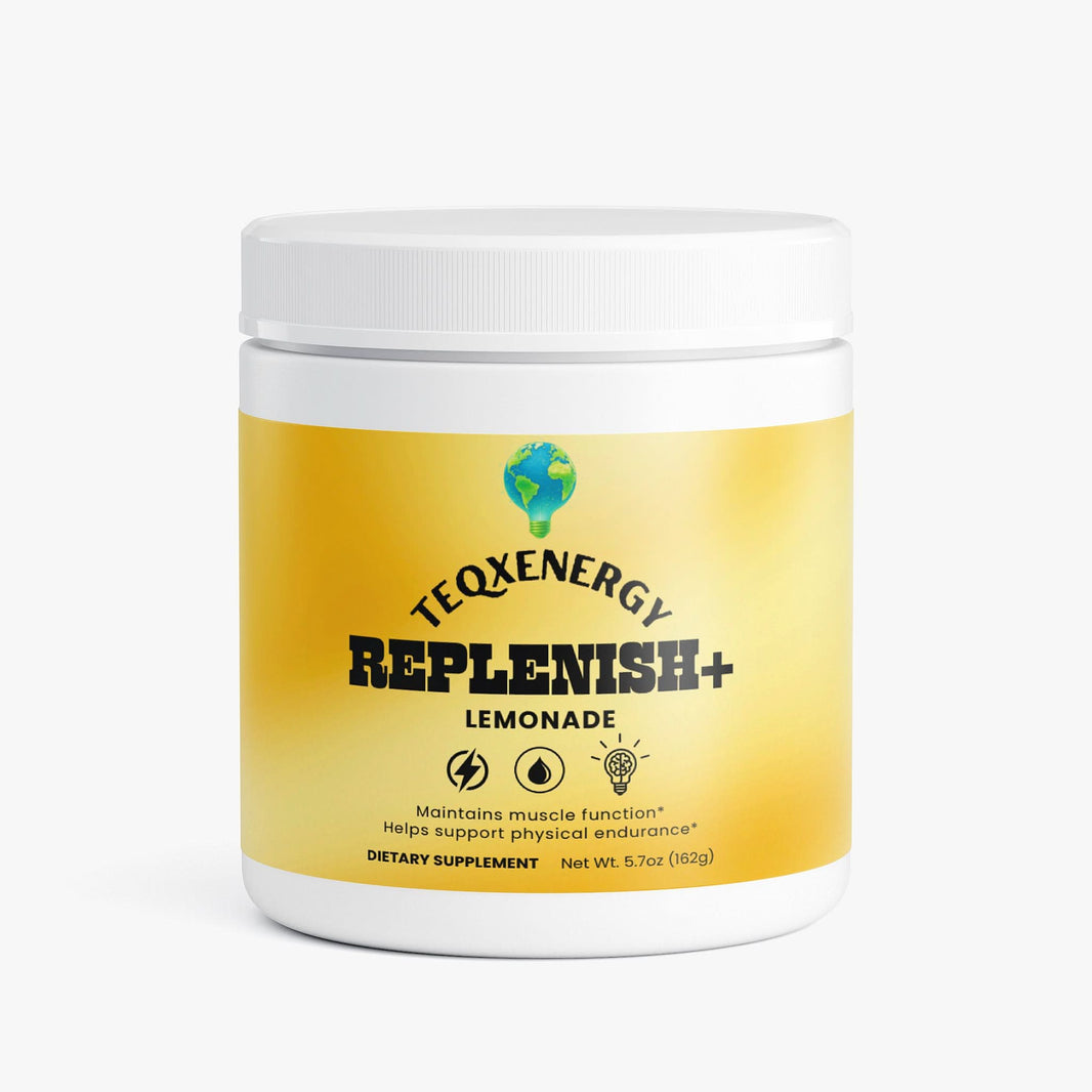 Elevate your hydration with TeqenX Replenish+ in Lemonade flavor. This caffeine-free electrolyte powder supports endurance, muscle function, and energy with essential electrolytes and B-vitamins. Perfect for athletes, professionals, and students, it helps prevent cramping and enhances stamina without jitters. Enjoy refreshing hydration during workouts, studying, or travel. Choose TeqenX Replenish+ for effective hydration and a classic citrus taste.
