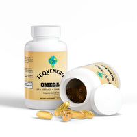 TeqenX Omega-3 softgels featuring 180mg EPA and 120mg DHA for heart, brain, and vision support. 100 USA-made softgels.