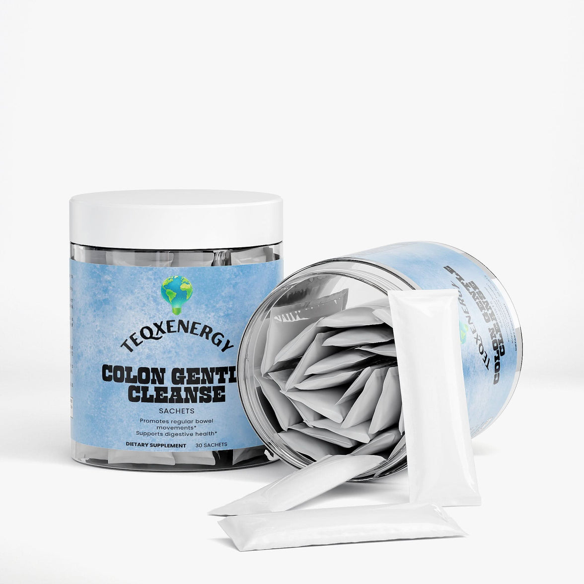 TeqenX Colon Gentle Cleanse features 30 sachets of natural fiber enzymes, including psyllium husk and ginger, for digestive support and regularity. Experience a gentle cleanse with European-quality ingredients designed for effective daily balance. Ideal for adults seeking natural digestive wellness.