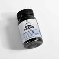 TeqenX Biome Balance features a black bottle with 30 capsules, promoting gut wellness with fulvic acid and natural extracts.