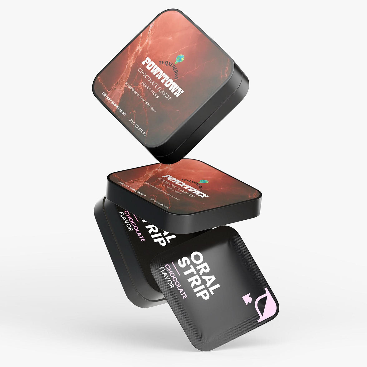 TeqenX POWNTOWN Desire Strips offer a discreet, chocolate-flavored solution for enhanced vitality and stamina. These fast-dissolving strips blend Cordyceps, Shilajit, and Oyster Peptide to support natural energy anytime, anywhere. Ideal for busy adults seeking a convenient boost, simply place one strip on your tongue daily. Perfect for those looking to elevate their energy and confidence. Always consult a healthcare professional if pregnant, nursing, or with medical conditions.