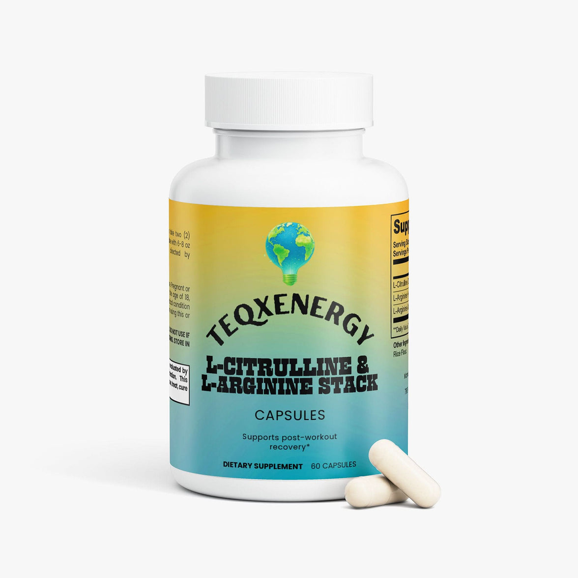 L-Citrulline & L-Arginine Stack features a blend of amino acids to enhance performance and recovery. Boost nitric oxide for improved circulation and stamina. Each serving delivers precision-measured ingredients in convenient capsules, perfect for any active lifestyle. Take two daily with water to support your workouts and overall fitness.