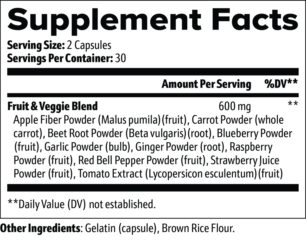 TeqenX PlantFusion Blend offers complete plant nutrition in 60 capsules. It supports digestive health, cardiovascular wellness, and cellular protection with a blend of fruits and vegetables. Ideal for adults seeking a convenient way to enhance their diet and overall health. Elevate your wellness naturally with this premium whole food supplement.