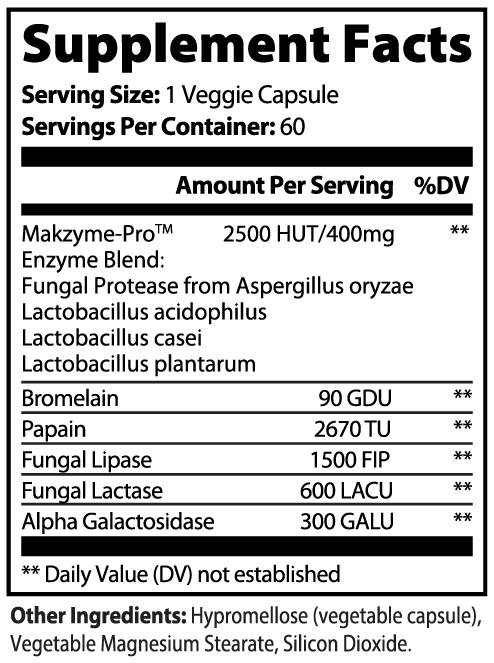 TeqenX Digestive Enzyme Pro Blend supports optimal digestion and nutrient absorption with advanced Makzyme-Pro™ technology and probiotics. This formula aids in breaking down proteins, fats, and carbohydrates, enhancing gut health for improved energy and comfort. Perfect for those seeking relief from digestive discomfort and better nutrient utilization. Enjoy a vegetarian-friendly solution with 60 capsules designed for comprehensive digestive support.