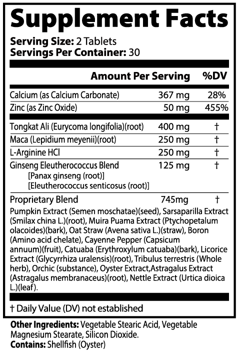 TeqenX Men's Vitality features a powerful blend of Tongkat Ali, L-Arginine, Maca, and Ginseng for enhanced male wellness. This formula supports energy, circulation, and overall vitality with over 15 traditional herbs and essential nutrients. Experience peak performance with easy-to-take daily tablets. Perfect for restoring vigor and boosting confidence.