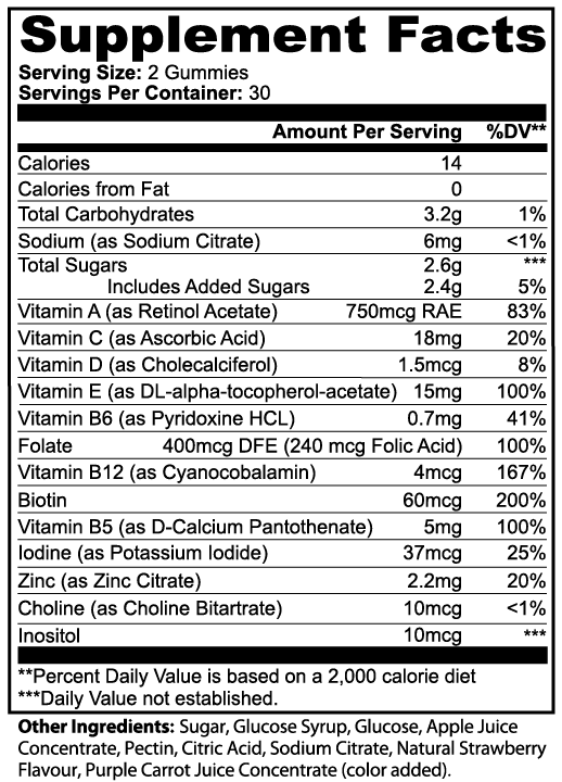 Multivitamin Bear Gummies - Adult Daily Strawberry