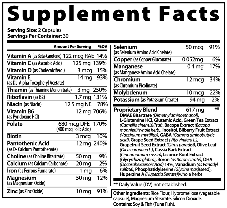 ClarityOne Brain & Focus - DMAE Cognitive Support