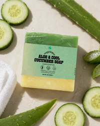 TeqenX Aloe Cucumber Soap features a two-toned bar with refreshing cucumber slices and soothing aloe vera leaves, providing gentle relief for sensitive skin. Enjoy a luxurious cleanse that hydrates and balances your skin while delivering a spa-like experience. Ideal for those seeking ethical and effective skincare.