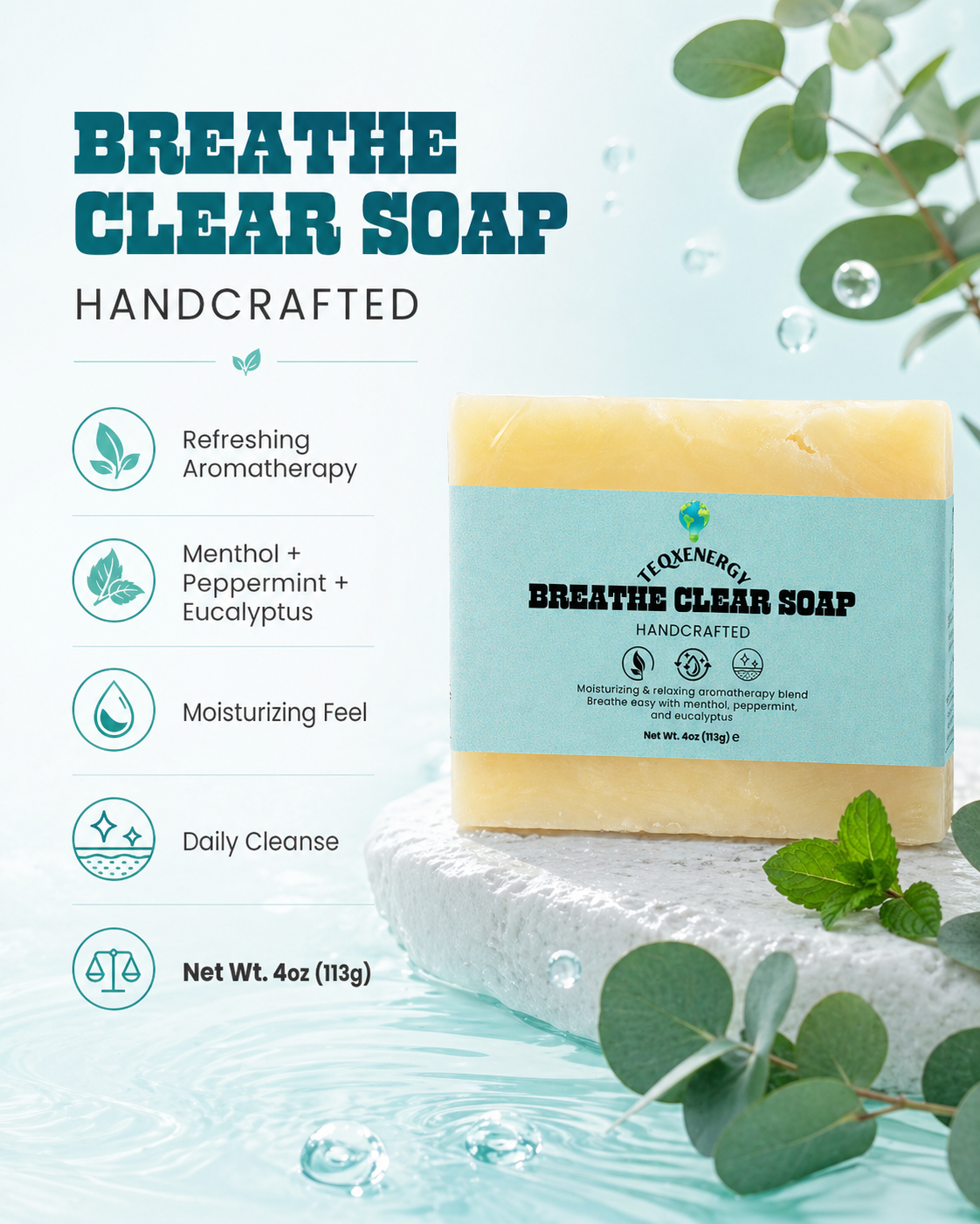 Breathe Clear Soap - Eucalyptus Peppermint Aromatherapy
