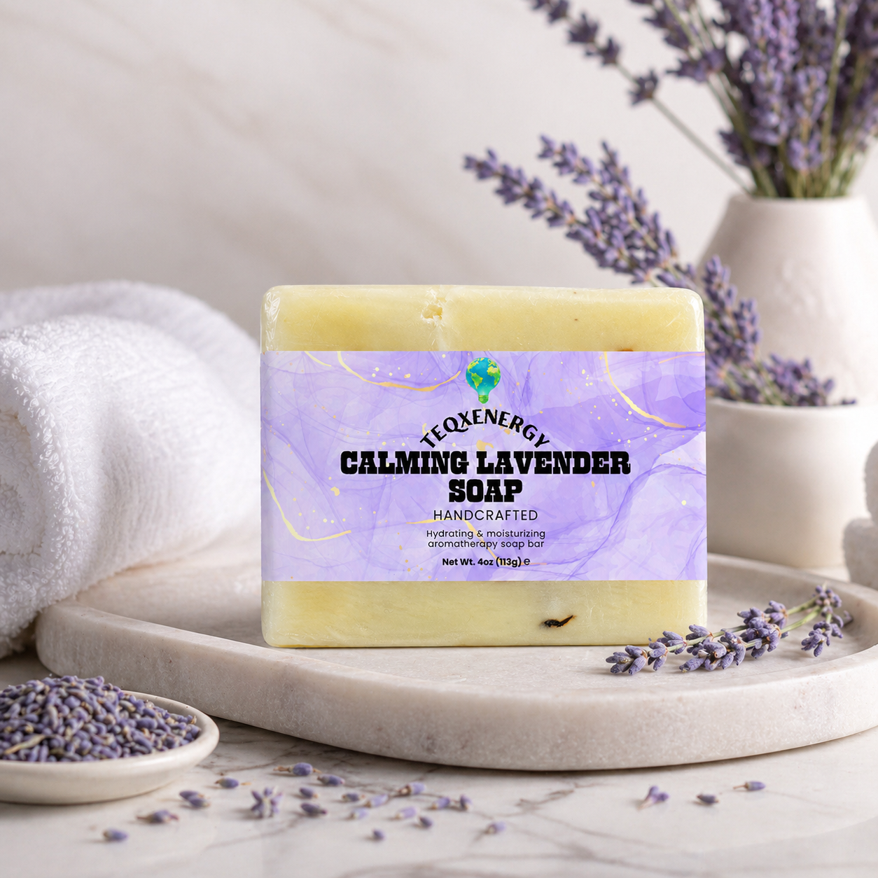 Calming Lavender Soap - Pure Essential Oil Bar 4oz