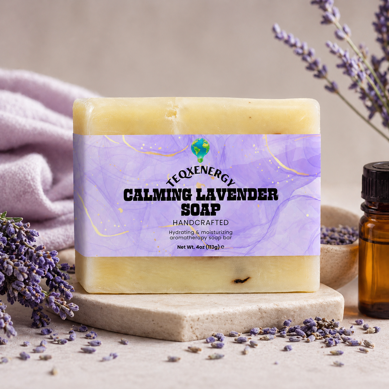 Calming Lavender Soap - Pure Essential Oil Bar 4oz