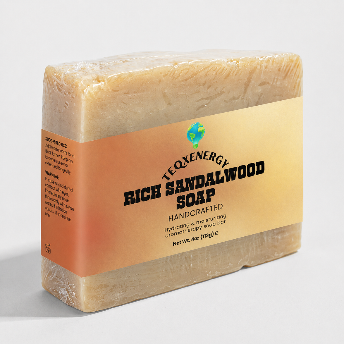Experience the luxury of TeqenX Rich Sandalwood Soap, a handcrafted bar perfect for sensitive skin. Infused with premium sandalwood and Fair Trade organic oils, this soap offers a gentle cleanse while promoting relaxation and deep hydration. Ideal for all skin types, it transforms your daily routine into a soothing self-care ritual. Elevate your skincare with this artisan soap today.