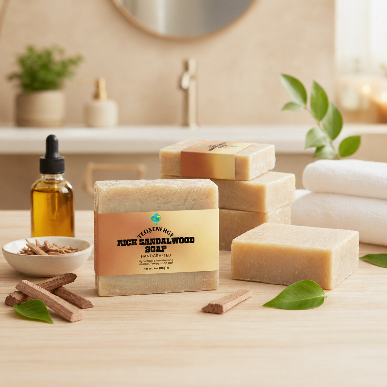 Rich Sandalwood Soap - Luxury Aromatherapy Bar 4oz