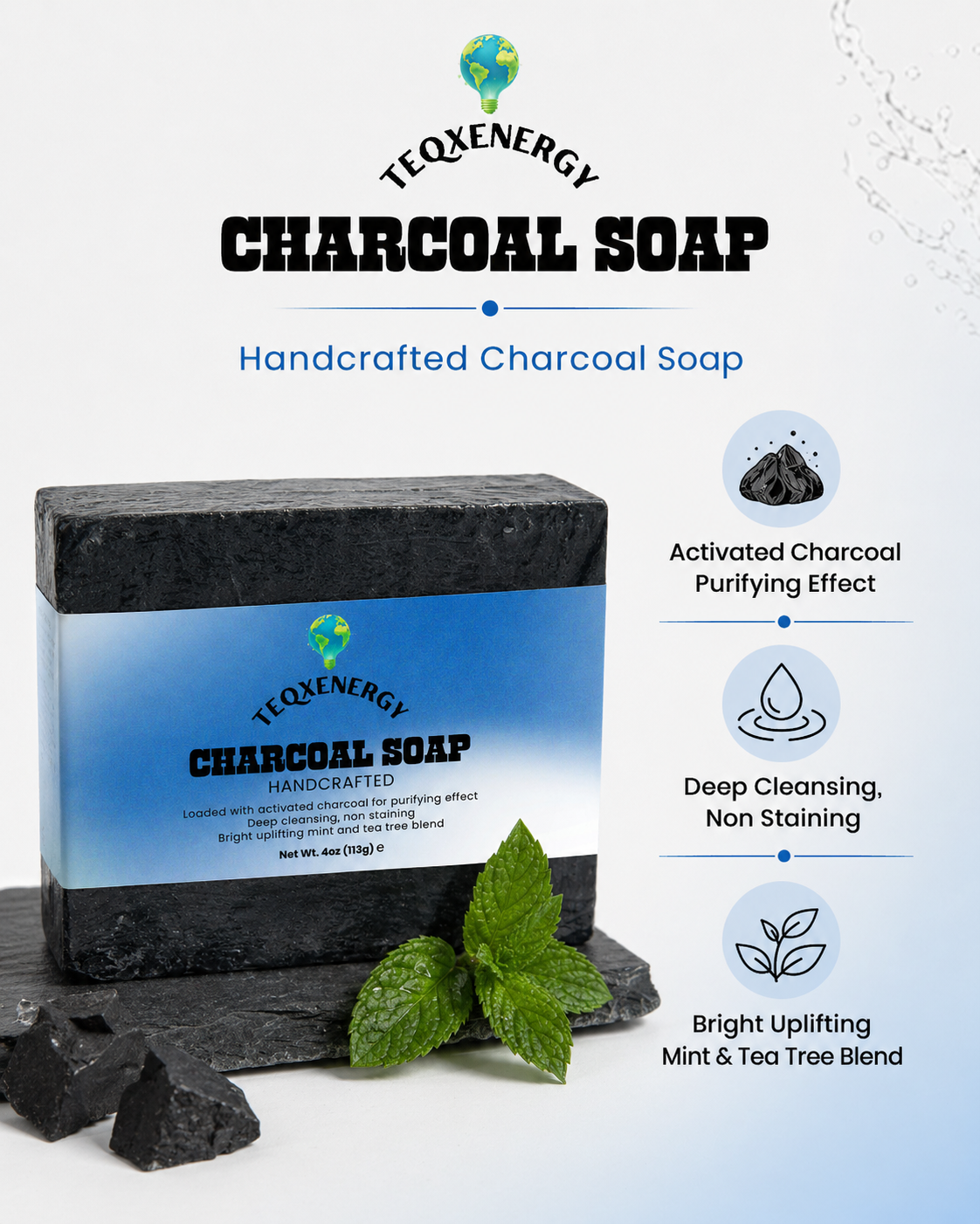 Charcoal Soap - Deep Cleansing Non-Staining Detox