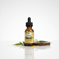 TeqenX Beard & Scalp Power Oil in a dark amber glass dropper bottle, promoting thicker beards and fuller scalp coverage.